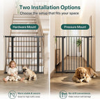 InnoTruth 29.6-39.1 in Wide x 35.5 in High Extra Tall Baby Gate, Black | Indoor Metal Dog Gate for Stairs and Doorways, Auto Close Walk Through Door for Pets, Double Lock, Pressure or Hardware Mount