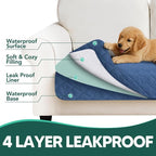 PAWFINITY Waterproof Loveseat Covers for Dogs, Pet Blanket for Couch | Paw Print Quilted, Hair Resistant, Anti Cat Scratch, Washable Protector for 2 Seat Sofa & Chair Cushion, 40x50 Inch, Blue