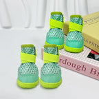 Anti Slip Dog Shoes Paw Protectors for Hardwood Floors,Breathable Puppy Boots with Adjustable Straps for Hot Pavement Beach_5#(Green)
