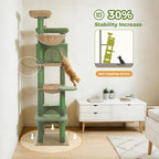 69" Cactus Cat Tree for Indoor Cats Large Adult, Multi-Level Cat Tower | Multi-Level Cat Tree with Scratching Posts, Soft Padded Perch, 2 Dangling Toys