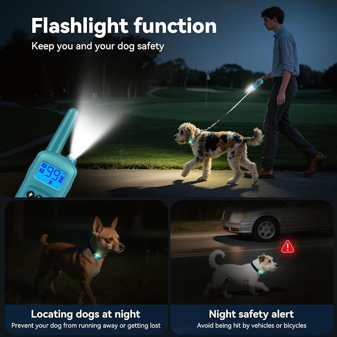 Shock Collar for Small Dogs，Tiniest and Lightest Dog Training Collar with 2000ft Remote，Tailored Small Dog Shock Collar 5-15 Pounds，Beep，Vibration and Safe Shock，0-99-Level Precise Adjustment，Cyan