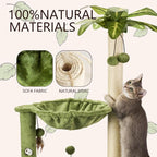 MECOOL Cat Tree for Indoor Cats 35" Tall Cat Scratching Post with Large Cat Hammcok and Hanging Ball Toys Plant Green
