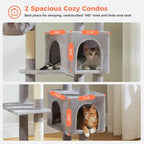 69" Tall Cat Tree for Indoor Cats Large Adult, Multi-Level Cat Tower | Multi-Level Cat Tree with Scratching Posts, Soft Padded Perch, 2 Dangling Toys