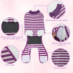 2 Packs Breathable Cotton Dog Recovery Suit for After Neuter Spay Abdominal Wounds Protector, Professional Anti-Licking Onesies for Male Female Pets Surgery Bandages, XL Purple & Pink Stripes
