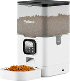 VOLUAS Automatic Cat Feeder, 6L Timed Dry Food Dispenser for Cats & Dogs | Programmable Portion Control, Up to 4 Meals Daily, Dual Power Supply, Power-Off Memory, 10-Second Voice Recorder