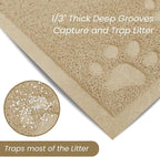 Andalus Large Cat Litter Mat, Pack of 1 - Waterproof, Non-Slip & Easy to Clean Cat Litter Box Mat for Extra Efficient Pet Litter-Trapping, Beige (30” X 18”)