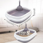 Kitten Starter Kit - 15 Piece Cat Essentials Set Includes Litter Box, Toys, Collars, Scratch Pad, Nail File, Automatic Feed Bowls, Grooming Gloves (Gray)