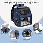 Expandable Cat Carrier Backpack,Large Space,Airline Approved,18 lbs | Portable Pet Carrier Backpack with Super Ventilated, Ideal for Traveling/Hiking /Camping/ Vet, Blue