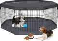 Peekaboo Dog Playpen 24" H 8-Panel with Top Cover & Bottom Pad, Black | 24 Inch 8 Panel Foldable Rustproof Metal Dog Playpen with Top Cover and Waterproof Bottom Pad