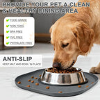 SMILOOL Small Silicone Pet Food Mat with Raised Edge for Food and Water Bowl, Square Dog Feeding Mats, Cat Food Trays for Floor Waterproof, Rubber Tray for Dogs and Cats, 12 x 12 x 0.7 Dark Gray