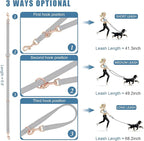 Soft Leather Dog Collar and Leash (6.6') Set - Stylish Rose Gold Heavy Duty Metal Buckle, 4 Adjustable Lengths Leash for Small Medium Large Dogs - Comfortable & Easy to Clean Grey M(13.8"-19.7")