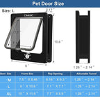 CEESC Large Cat Door for Interior/Exterior, for Pets <23.62", Black | Rotary 4-Way Lock, Weatherproof, Fits doors 1.26-2.14", Adjustable tunnel depth, Upgraded version