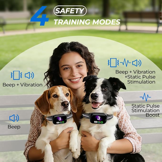 RPZ Automatic Dog Bark Collar for Small Medium Large Dogs 8-150 Lbs, Pink | Rechargeable anti barking collar with bark count tracking, 4 training modes, 3 sensitivity levels and IP67 waterproof