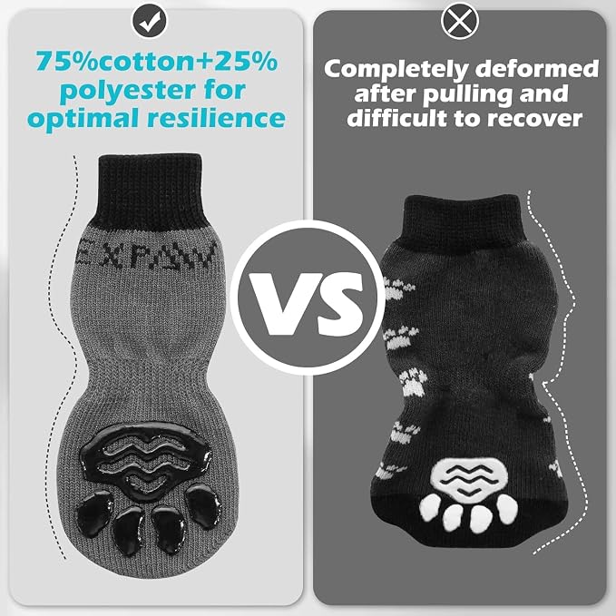 EXPAWLORER Anti-Slip Dog Socks,Dog Boots&Paw Protectors to Prevent Licking,Dog Shoes for Hot/Cold Pavement, Double Sides Non-Skid Traction Control on Hardwood Floor for Senior Dogs
