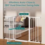 Cumbor 36" Extra Tall Baby Gate for Stairs, 30.4-56.8" Extra Wide Dog Gate Indoor, Dual Lock & Self-Closing Child Gate for Doorways, Hallways & Large Opening, Safety Baby Proofing for the House, White