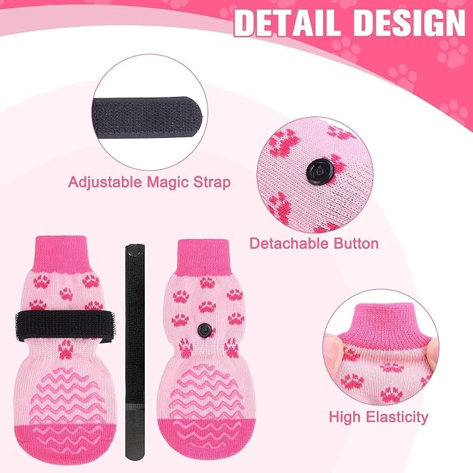 EXPAWLORER 6Pcs Anti Slip Dog Socks to Prevent Licking Paws, Dog Shoes for Hot Pavement, Double Sides Dog Boots & Paw Protectors Booties for Hardwood Floors with Grip Small Medium Large Senior Dogs, L