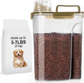 LEAWALK 5-7Lbs Dog Cat Food Storage Container with Upgraded Large Nozzle BPA-free, 4 Snap Seals Plastic Pet Food Storage Containers with Handles (Clear Brown, 5L-1pack)