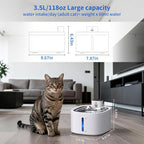 Cat Water Fountain Wireless: 118oz/3.5L Battery Operated Pet Water Fountain for Cats Indoor with Motion Sensor, Quiet Automatic Fountain with Stainless Steel Tray(2Filters)