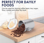 ENLOY 4-Piece Stainless Steel Airtight Food Storage Canister Set with Clear Lid, Containers Sets for Kitchen Counter for Sugar, Flour, Tea, Candy, Cookie, Spice, 28/32/38/65 oz