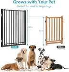 No Pawblems Full Metal Freestanding Dog Gate with Door, 30" Tall | Foldable Pet & Dog Fence for Stairs/Deck/Doorways, Indoor/Outdoor, Freestanding & Wall Mount, 104" Wide, 4 Panels, Black