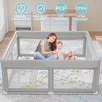 Hiaksedt Baby Playpen with Mat, 50x50 Inch Playpen for Babies and Toddlers | Baby Fence for Indoor & Outdoor, Sturdy Safety Play Yard with Soft Breathable Mesh, Anti-Fall