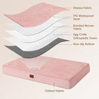 EHEYCIGA Orthopedic Dog Bed Medium with Removable Washable Cover,Pink,30x20 | Egg Crate Foam Support,Durable Oxford fabric,Non-Slip Bottom,Machine Washable,Soft Waterproof Plush Pet Bed Mat For Crate