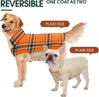 Kuoser Waterproof Dog Coat, Reversible Dog Jacket for Large Dogs, Orange L | Adjustable Durable Doggie Winter Coat for Groowing Puppies Warm Puppy Cold Weather Apparel