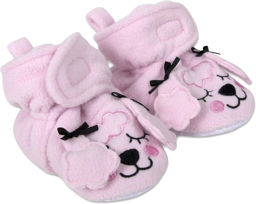Cozy Fleece Baby Booties- Sherpa Baby Crib Booties Soft Soled Winter Shoes Unisex Fleece Booties Baby Boy, Baby Girl 0-6 Months