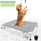Kuntrust Elevated Outdoor Dog Bed, Large Size, Fits up to 100lbs | Breathable Fabric, Dual-Layer Cotton, Stainless Steel Frame, Anti-Slip Feet