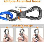 XiaZ Dog Tie Out Cable, Heavy Duty Dog Chains for Outside with Lockable Hook, Pet Runner Cable Leads for Yard, Dogs Line Tether for Small Medium Dogs Up to 250 LBS (50FT, Blue)