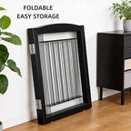 Dog Fence Indoor,Dog Gate Indoor for Doorway pet gate -3-Panel Freestanding, Hallways, House or Stairs -60x32-Inch Retractable Foldable Expandable Wood Pet by SFJC (Black) ﻿
