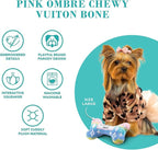 Haute Diggity Dog Chewy Vuiton Bone Plush Squeaky Dog Toy, Soft Durable Designer-Inspired Stuffed Puppy Chew Toys for Small, Medium & Large Dogs, Machine-Washable (Pink Ombre) XL