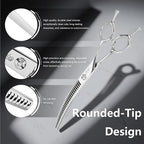 75'' Curved Chunker Shears for Dog Grooming, Professional Japanese 440C Stainless Steel Pet Grooming Scissors with Round Safety Tip & Ergonomic Handle, Sharp Trimming Scissors for Dogs and Cats
