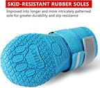 QUMY Dog Shoes for Hot Pavement, Dog Snow Boots & Paw Protectors for Winter | Dog Booties Medium Large Size Dogs, Water-resistant in the Rain, Outdoor Walking, Indoor Hardfloors Skid-resistant Sole Blue
