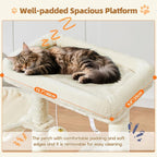 Taoqimiao Cat Tree, 38.5In Cat Tower for Indoor Cats, Suitable for Kittens | Thick Padded Top Perch, Luxurious Cat Condo, Adjustable Basket, 1-Piece Ramp Scratcher, 3 Natural Sisal Posts, Beige, MS029SM