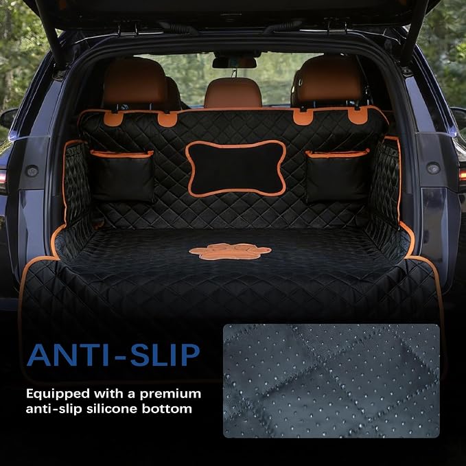 SUV Cargo Liner for Dogs,Waterproof Dog Trunk Cover for Full-Size SUVs | Waterproof PU Leather | Fits Full-Size SUVs | 19.69" Side Flaps | 19.69" Bumper Flap
