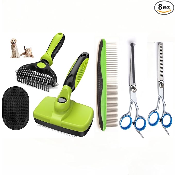 Pet Grooming Kit,Dog Brush for Shedding (Green-6S) | For Dogs, Grooming Tool Set
