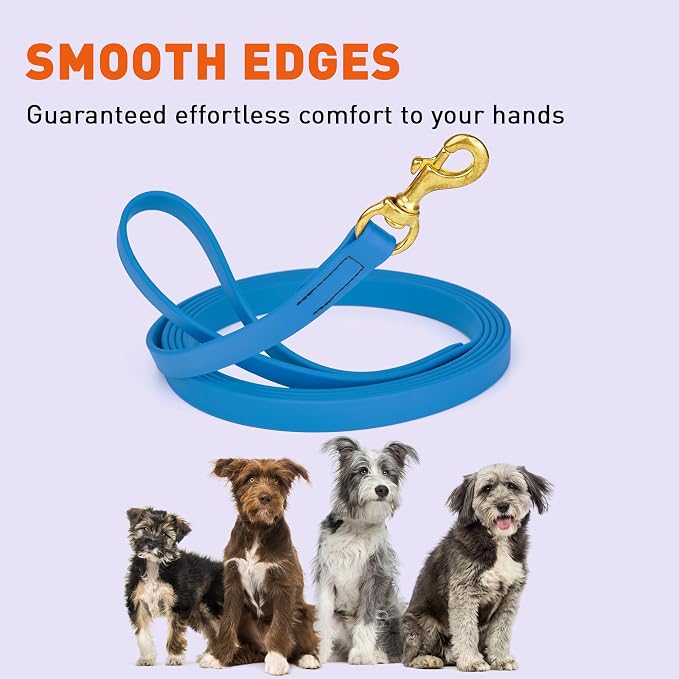 Viper Biothane K9 Working Dog Leash Waterproof Lead for Tracking Training Schutzhund Odor-Proof Long Line with Solid Brass Snap for Puppy Medium and Large Dogs, 15ft Cerulean Blue