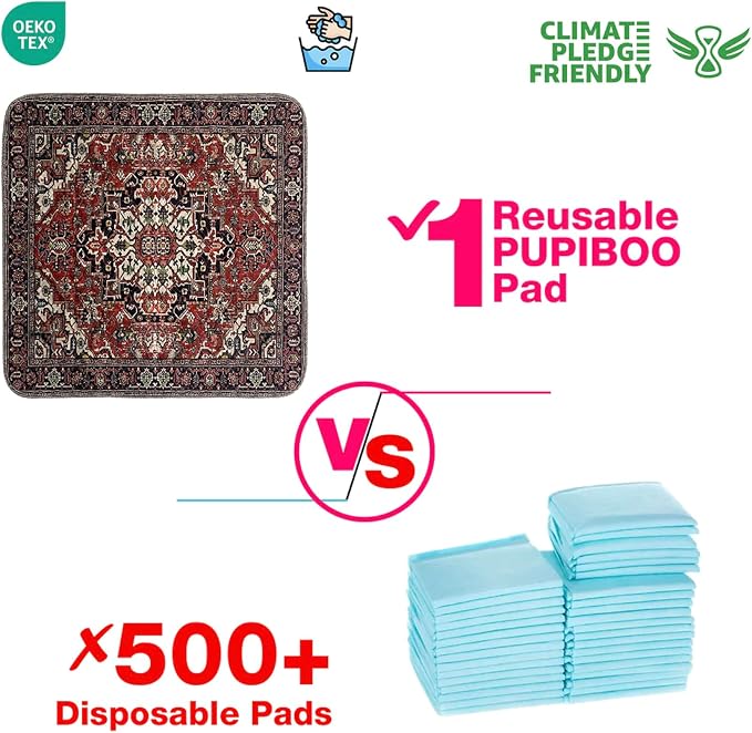 PUPIBOO Washable Pee Pads for Dogs and Cats - Super Absorbent Reusable Puppy Training Pads - 100% Waterproof, Leak-Proof & Non-Slip Whelping Pads for Pet Housebreaking
