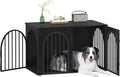 Hzuaneri 39.4" Wooden Dog Crate Furniture, Indoor Dog Kennel Dogs Cage for Small/Medium/Large Dogs, Heavy Duty Dog Crates Decorative Pet House End Side Table TV Stand, Black DFC84104B