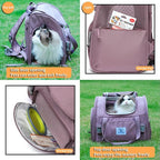 Pet Backpack Carrier for Small Dogs Medium Cats, Puppies,Breathable and Collapsible Design, Portable Travel Bag for Bearded Dragon,Rabbit Cage (Purple, Small)