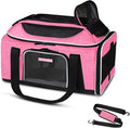 Petskd Top-Expandable Small Pet Carrier 17"x12"x8.5" Airline Approved | for JetBlue/Frontier/Spirit Airlines, Lockable Safety Zippers and Anti-Scratch Mesh, Soft-Sided, Pets Under 8 Lbs, Pink
