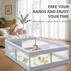 XVISHX Baby Playpen with Mat, 50 x 50 Inch Play Pen Playards, Playpen for Babies and Toddlers, Baby Playard for Indoor & Outdoor Active Center Game Fence, Skin-Friendly Fabric and Soft Breathable Mesh