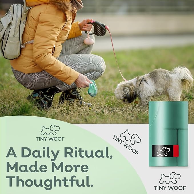 Small Dog Poop Bags, Compostable Plant-Based Waste Bags with Tie Handles, 24 Rolls (360 Count), Leak-Proof, Sized for Chihuahua, Pomeranian, Toy Poodle and Puppies