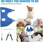 Kkiimatt 10 in 1 Pet Grooming Hammock Harness with Nail Clippers/Trimmer, Nail File, Comb,Dog Nail Hammock, Dog Grooming Sling for Nail Trimming/Clipping (XXL/Under 120lb, Blue)