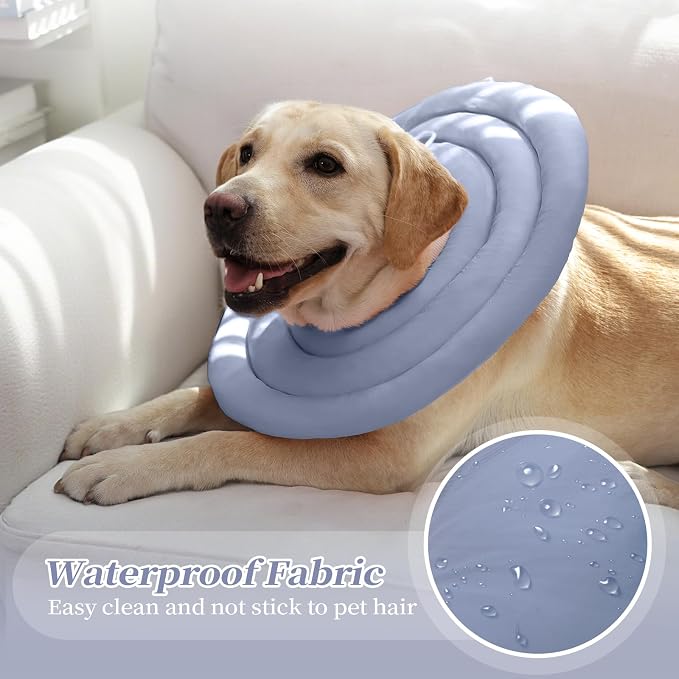 IDOMIK Dog Recovery Collar, Waterproof Soft Dog Cone After Surgery | Comfy Protective Elizabethan Collar Alternative for Dogs Cats, Adjustable Pet Neck Donut Cone Anti-Licking Wounds,Blue,2XL