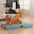 Large Waterproof Orthopedic Dog Bed with Egg Crate Foam | Fits 42x28 Crates, TPU Waterproof Layer, 1680D Washable Oxford Cover, Portable Handle, Indoor & Outdoor Use, Up to 80 lbs