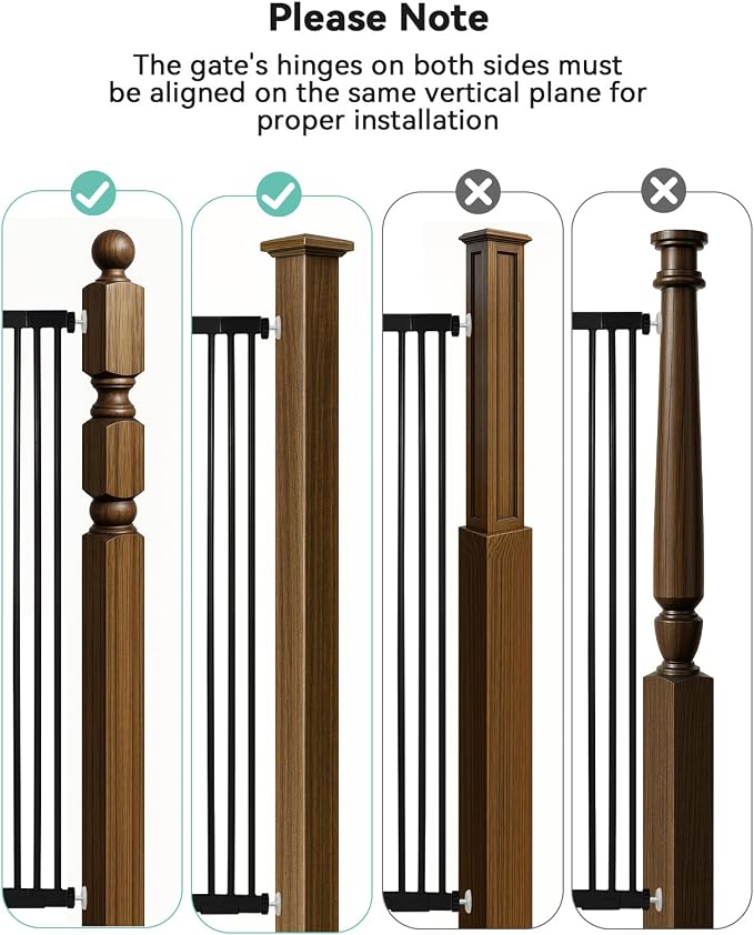 COMOMY 42" Extra Tall Baby Gate for Stairs Doorways, Fits Openings 29.5" to 40.6" Wide, Auto Close Sturdy Safety Dog Gate for House, Pressure Mounted Easy Walk Through Pet Gate with Door, Black