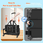 Petskd Small Pet Carrier 18"x13"x9.5" with Wheels Airline Approved, Black | for Southwest Airlines, Lockable Safety Zippers and Anti-Scratch Mesh, Pets Under 10 lbs
