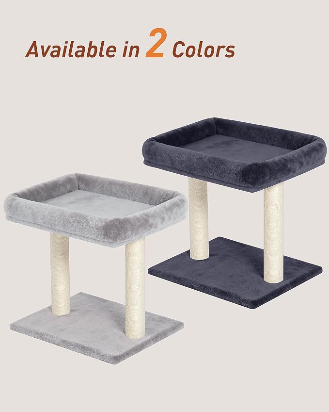 19" Small Cat Tree with Scratching Post for Indoor Cats with Perch | Dark Gray, Removable 19"×15.8" Perch Bed, Dual Natural Sisal Scratcher,Small Cat Tower,Space-Saving